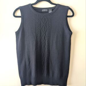 Liz Claiborne Cashmere Silk Sweater Vest Black Medium Classic Preppy